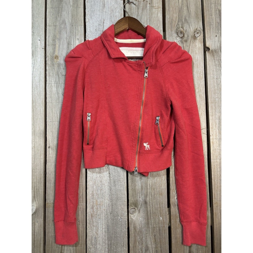 Y2k Abercrombie & Fitch Cropped Fitted Moto Style Jacket Womens M Zip